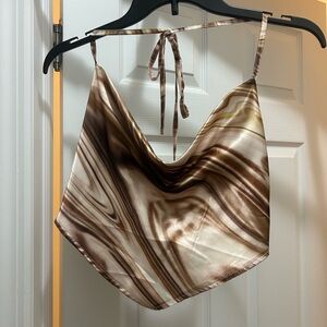 Brown and Cream Swirl Halter Top